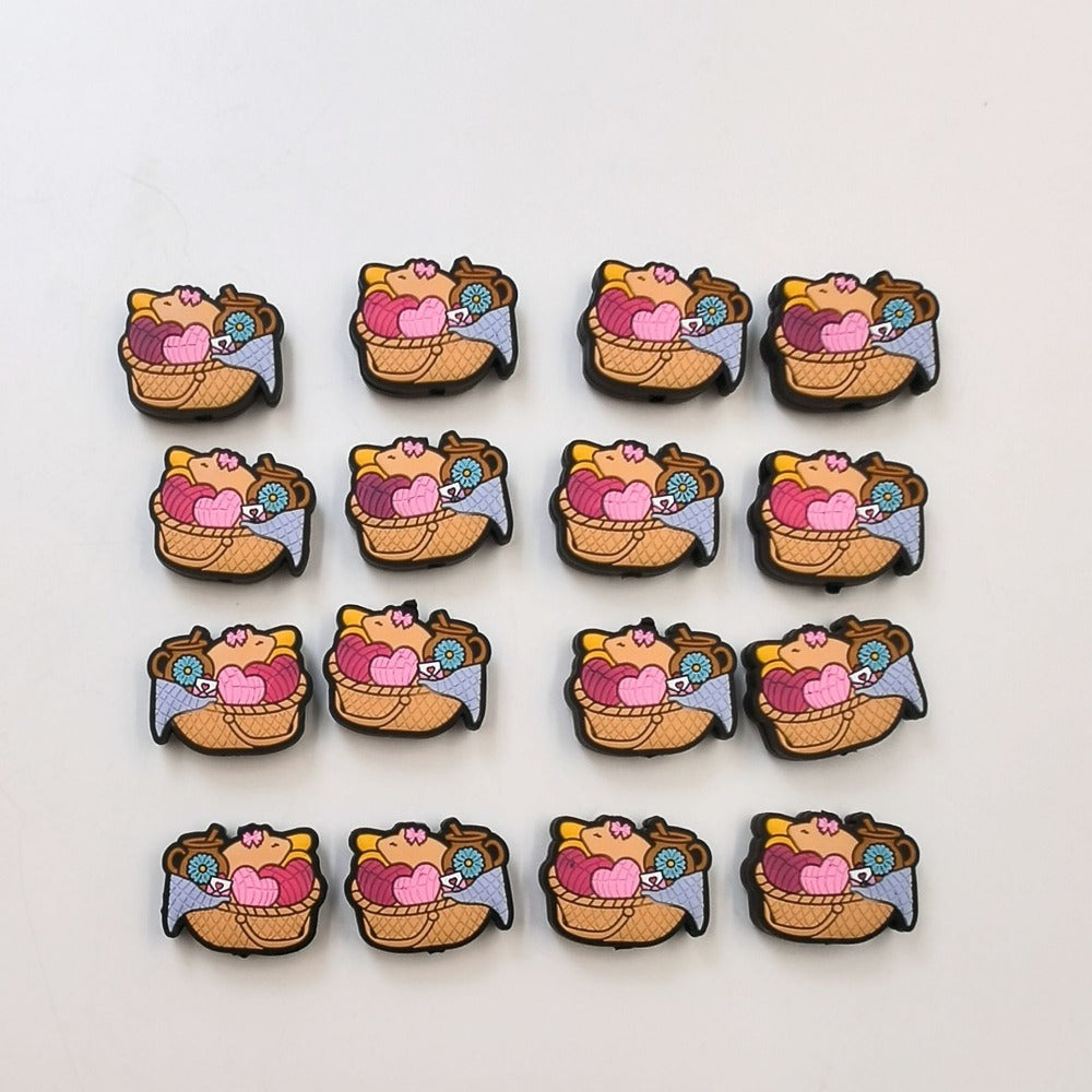 Wholesale 10pcs Cartoon Creative Basket Love Silicone Beads
